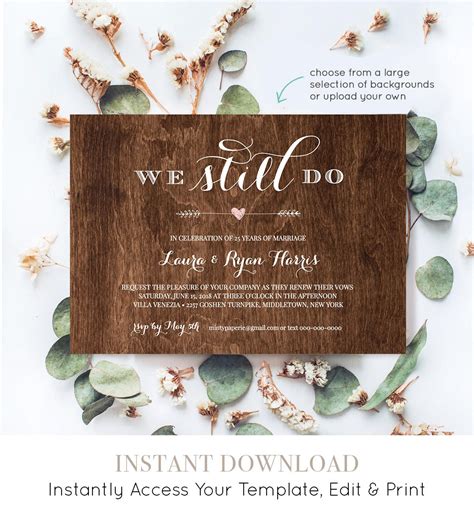 Vow Renewal Invitation Template, We Still Do, Instant Download, Wedding ...