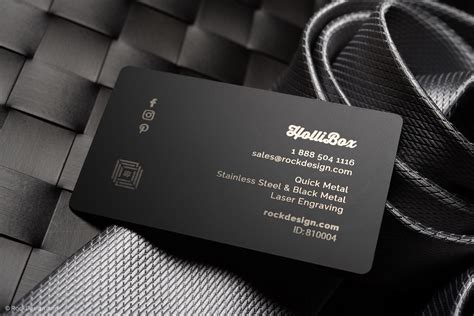 Laser Engraved Black & Silver Metal Business Cards