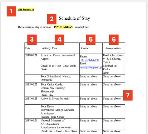 SAMPLE ITINERARY for JAPAN VISA Application (Schedule of Stay) | The ...