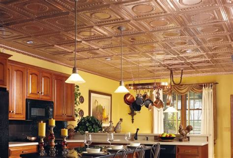 Faux Copper Drop Ceiling Tiles | Shelly Lighting