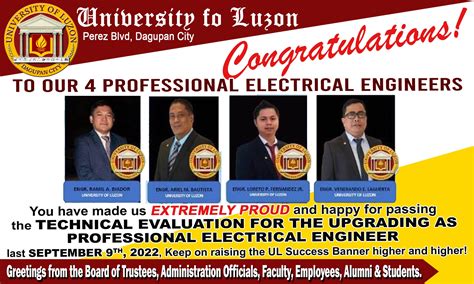 Four New Professional Electrical Engineers from UL! | University of Luzon