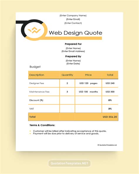 Web Design Quote Template - Yellow - 220907 – Quote Templates