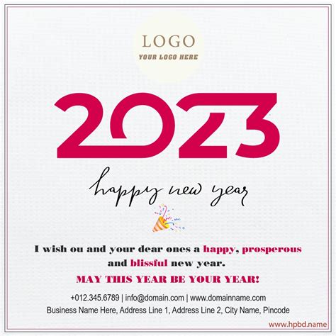 Happy New Year 2023 Wishes Card With Pink Number Design