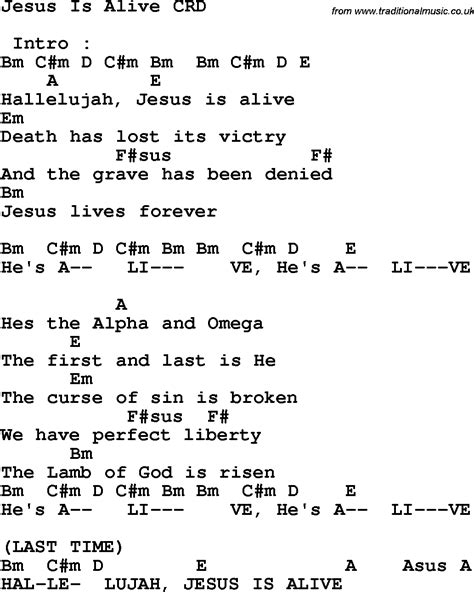 Christian Childrens Song: Jesus Is Alive Lyrics and Chords