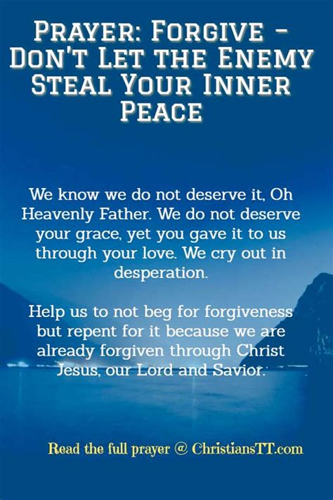 Prayer: Forgive - Don't Let The Enemy Steal Your Inner Peace