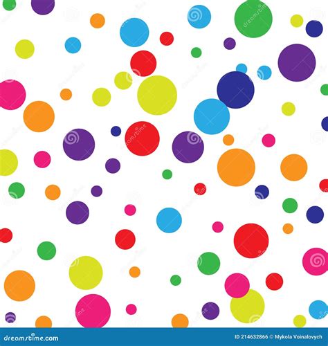 Abstract Random Art. Rainbow Party Polka Vector Background. All Color ...