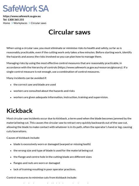 Circular Saws - SafeWork SA | PDF | Safety | Risk