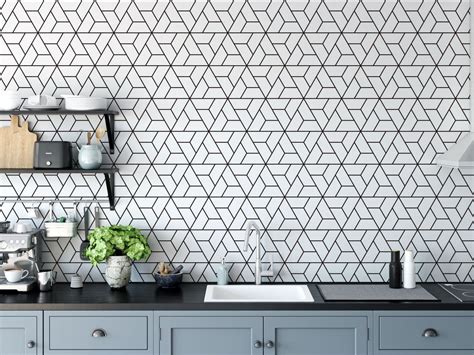 Geometric Wallpaper. Removable Wallpaper. Modern Wallpaper. Bathroom ...