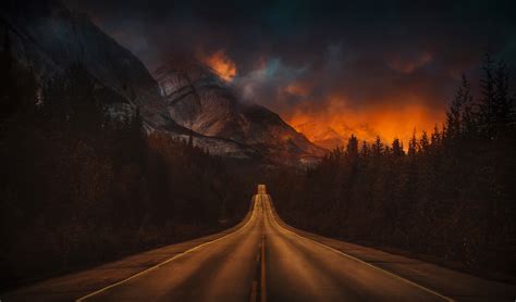 2560x1700 Resolution Mountain Nature Night Road Chromebook Pixel ...