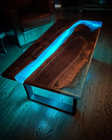 Epoxy River Coffee Table LED Table Wood Table Resin Table Lighted Table ...