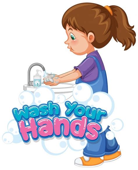 Free Vector | Wash your hands poster design with girl washing hands ...