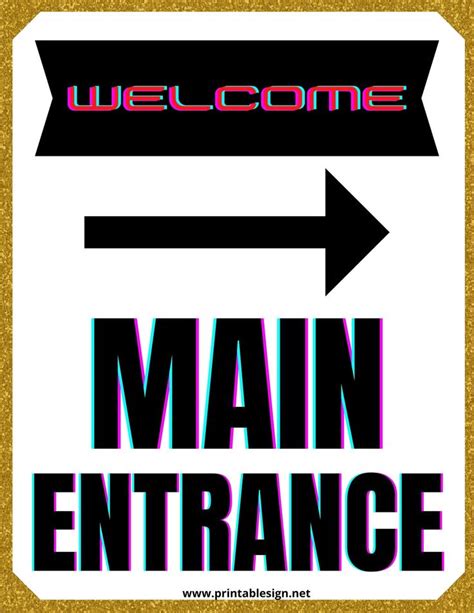 a welcome sign with an arrow pointing to the word main entrance in ...