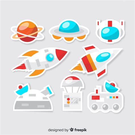 Free Vector | Set of cute space stickers