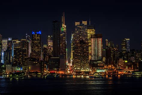 wallpaper cityscape, night, new york, manhattan, skyscrapers, lights HD ...