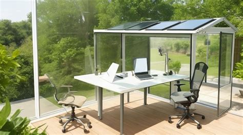 Premium AI Image | A home office with a transparent solar powered desk