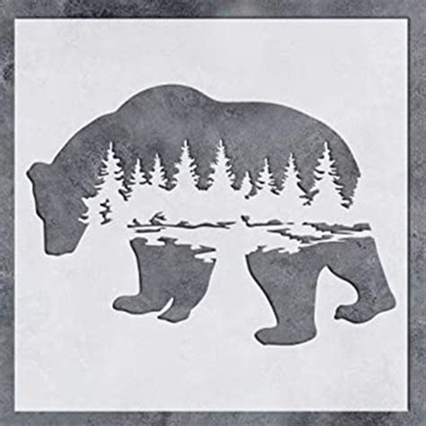 Forest Black Bear Stencil for Painting on Wood, Walls, Fabric, Airbrush ...