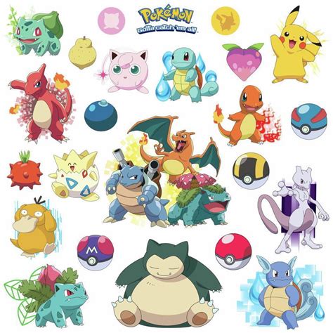 Pokemon Iconic 24 Wall Decals Room Decorations Pikachu Pokeball Decor ...