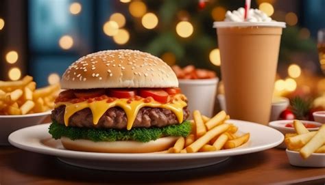 Premium AI Image | Delicious and perfect burger with fries