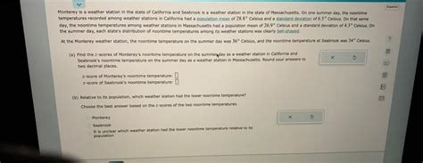 Solved Monterey is a weather station in the state of | Chegg.com