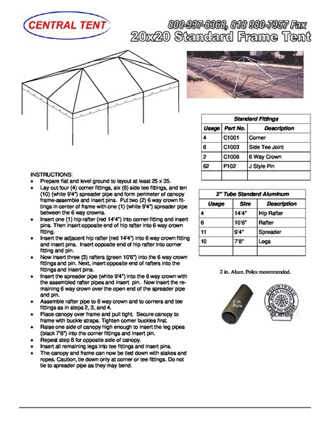 Tent Assembly Instructions – Central Tent