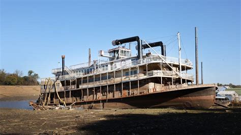 Drought Exposes Sunken Riverboat on the Mississippi River