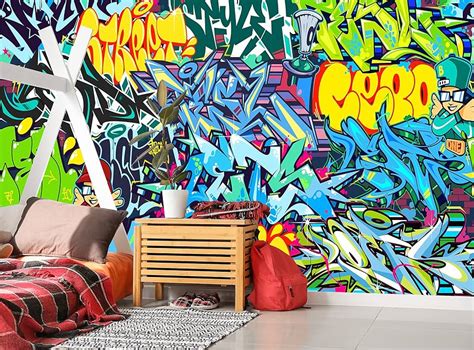 Graffiti Wallpaper / Graffiti Peel and Stick Wallpaper / Teenager Wall ...