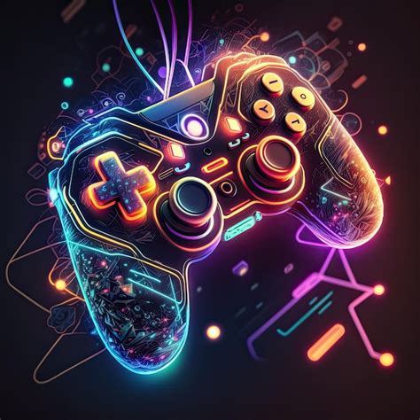 Premium Photo | Abstract neon light game controller artwork design ...