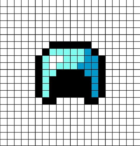 Pixel art template of the diamond (light blue) helmet from Minecraft by ...