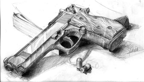 Sketch Realistic Gun Drawing - canvas-ly