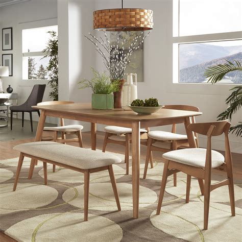 Weston Home Mid-Century Modern 63" Wood Tapered Legs Dining Table ...