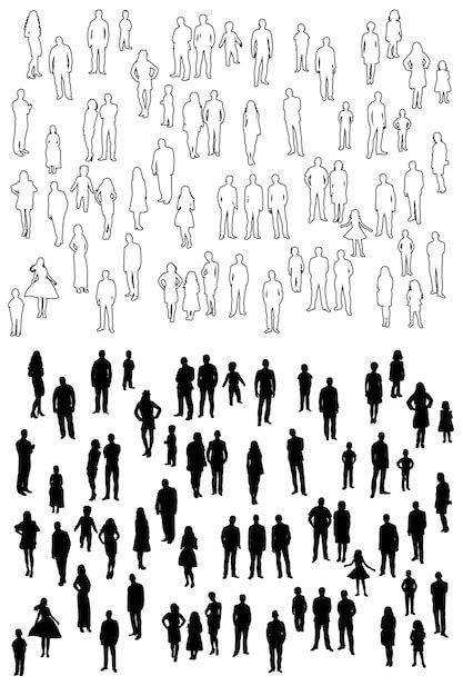 Premium Vector | Sketch people silhouette of standing people collection ...