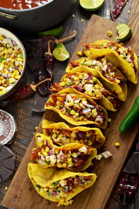 Crunchy Mexican BBQ Sauced Chicken Tacos with Charred Corn Relish ...