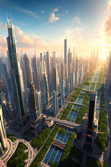 Journey to a Futuristic Utopian City: Space Ships and a Green Oasis ...