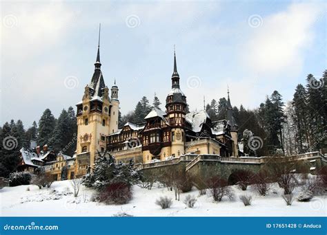 Peles castle in winter stock photo. Image of european - 17651428