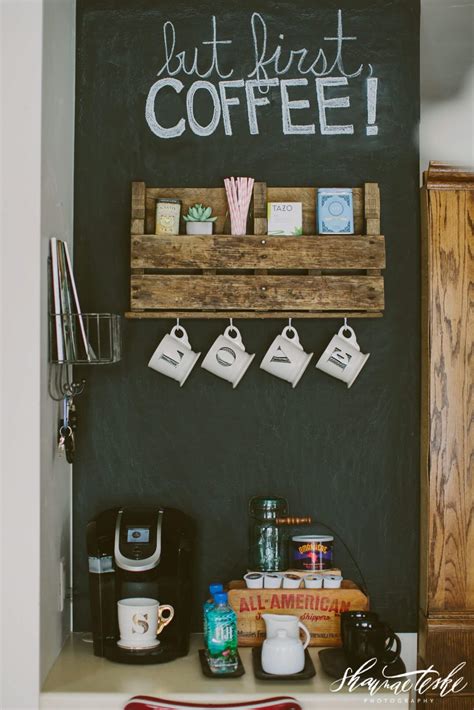 Pallet Shelf Coffee Bar ideas - CueThat