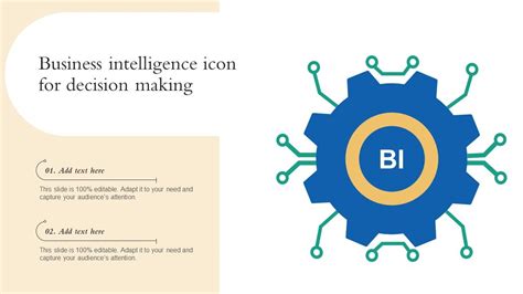 Business Intelligence Icon For Decision Making PPT Presentation