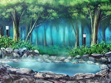 Anime Landscape: Anime Hot Spring Background