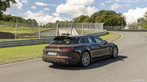 Porsche Panamera Turbo S Sport Turismo | 2021MY (Color: Truffle Brown Metallic) | Rear Three-Quarter