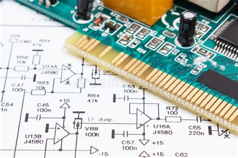 Circuit Board with Transistors, Resistors, Capacitor. Diagram of ...