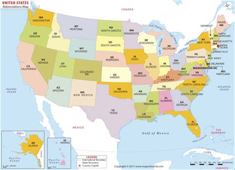 United States Abbreviations Wall Map By Maps Of World | Printable Map ...