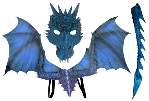 Realistic Blue Dragon Wings Tail Mask Costume Accessory Set - Walmart ...