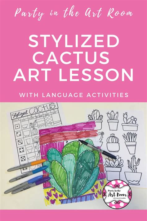 Stylized Cactus Art Lesson — Party in the Art Room | Art lessons ...