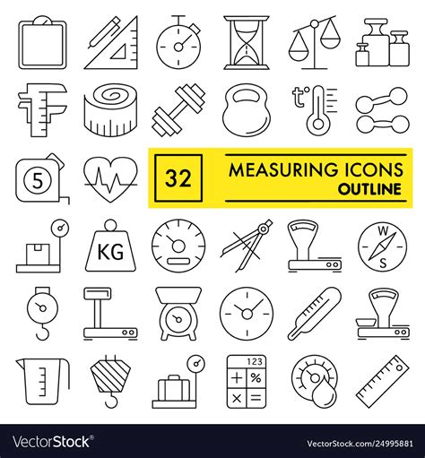 Measuring line icon set measurement symbols Vector Image