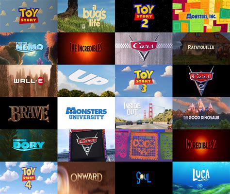 Title screens for all 24 Pixar movies : r/Pixar