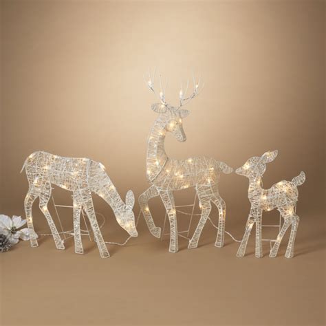 The Holiday Aisle® Set Of 3 Outdoor 2-D White Glittering Reindeer With ...