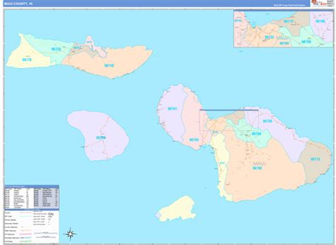 Maui County, HI Wall Map Color Cast Style by MarketMAPS - MapSales