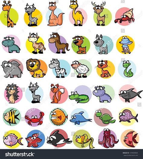 Set Of Cartoon Animals Stock Vector 137694944 : Shutterstock