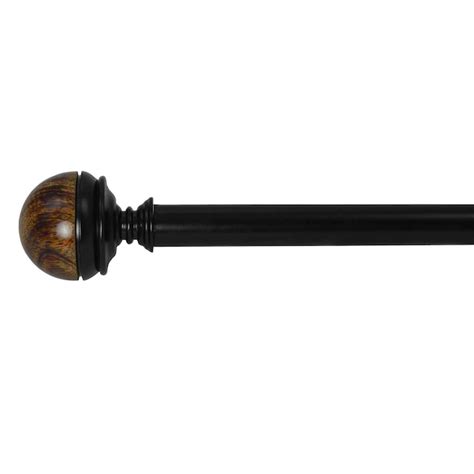 Versailles Home Fashions Black Steel Single Curtain Rod with Finials in ...