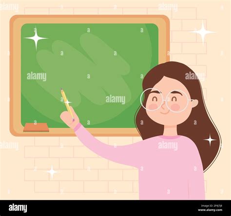 cartoon teacher pointing the blackboard Stock Vector Image & Art - Alamy