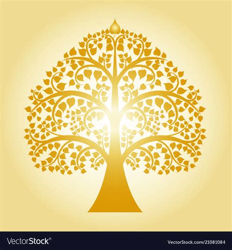 Golden bodhi tree Royalty Free Vector Image - VectorStock